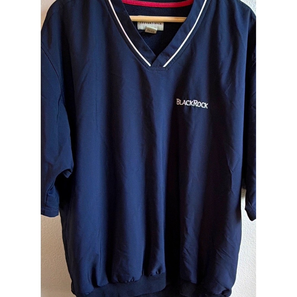Cutter & Buck Men's Navy V-Neck Pullover Jacket L Lined Embroidered Blackrock